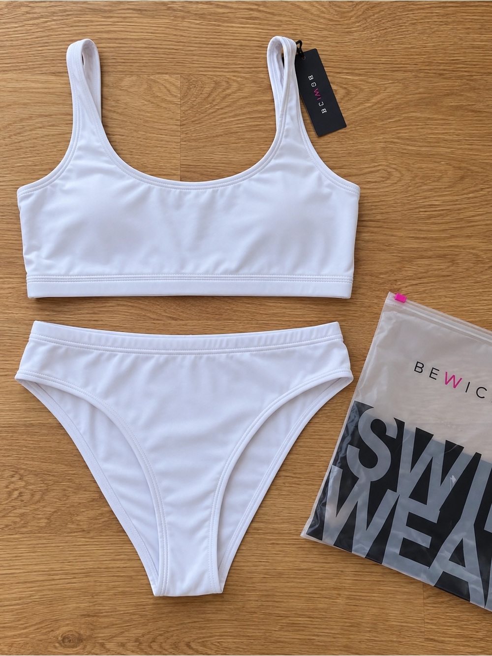 Be Wicked White Scoop Bikini Top and High-Cut Bottoms